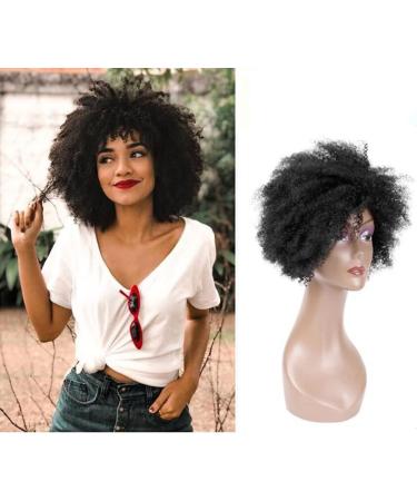 Queentas Real Hair Short Afro Wig for Women | Black Curly Wig with Ponytail | Perfect for Cosplay & Parties - Buy Online on GoSupps.com