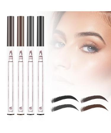JIGCEN 2PCS 3D Magic Microblading Eyebrow Pencil 2024 New 4 Head Split Waterproof Long lasting Wild Eyebrow Pencil (ALL Color#4PCS)