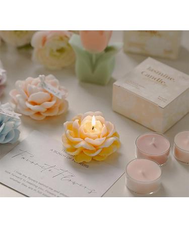 Jasmine Flower Shape Scented Candle - 50G Multicolour Soy Wax - Romantic Decorative Healing Candle for Valentine's Day Weddings & Birthdays - Perfect Gift for Meditation & Stress Relief (Yellow - Buy Online on GoSupps.com