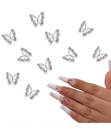 IOSPKKIO 10 alloy butterfly nail charms silver metal-butterfly-nail art trailer. Road stones for nails nail edelstones jewelry - Buy Online on GoSupps.com