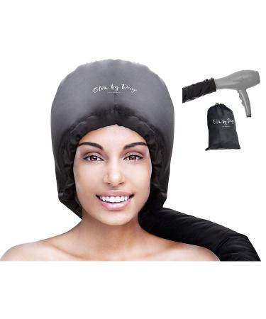 Luntus Hood Hair Dryer Attachment- Soft Adjustable Extra Large Hooded Bonnet for Hand Held Hair Dryer with Stretchable Grip and Extended Hose Length (Black)