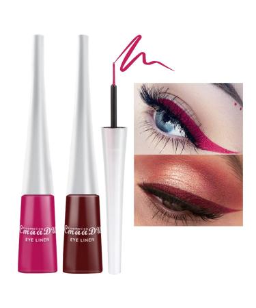 evpct 2Pcs Wine Dark Red Liquid Eyeliner Colorful Set Waterproof Colored Color Eye Liners for Women Stamps Shapes for Eyes delineadores de colores para ojos delineador de ojos contra el agua 08&17 2 Count (Pack of 1) Win...