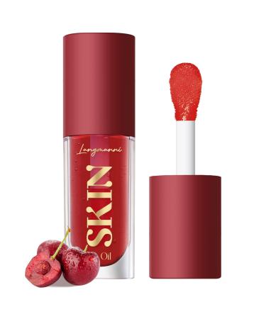 Big Brush Head Lip Gloss Hydrating Lip Glow Oil Clear Fruit Flavoured Plumping Lip Tint for Dry Long Long Lasting Moisturizing Non-Sticky Fresh Texture Lip Gloss (Cherry)