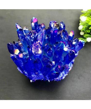 Natural Crystal Rough Crystal Cluster Specimen Blue Angel Aura Flower Natural Electroplating Gemstone Quartz Cluster (Size : 180-200g) - Buy Online on GoSupps.com