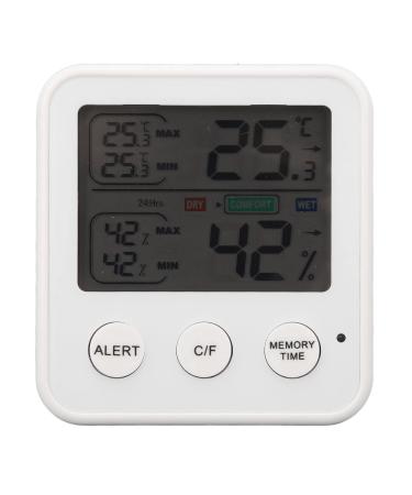 LCD digital display thermometer hygrometer temperature and moisture meter hygrothermograph for home bedroom baby room office greenhouse basement (white)
