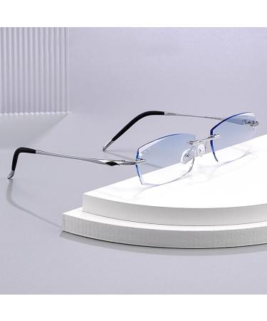 Men's Frameless Tinted Reading Glasses | Blue Light Filter | Titanium Frame | 3.5x Magnification | Stylish & Durable - Buy Online on GoSupps.com