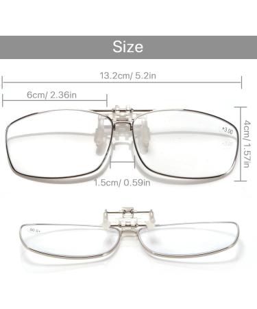 VANANA Clip-On Blue Light Blocking Reading Glasses | Flip Up 2.0x Magnifying Full-Frame Readers | Clear Lens for Eye Protection - Buy Online on GoSupps.com