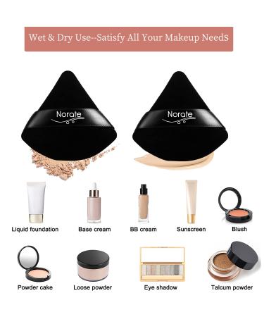 4-Piece Soft Velour Triangle Powder Puff Set for Face & Body | Makeup Tool for Foundation & Setting Powder - Black - Buy Online on GoSupps.com