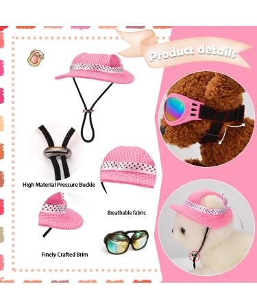 Sebaoyu Dog Hat and Sunglasses Set - Pink#2 Small | Summer Pet Baseball Cap with Visor and Goggles for Small Medium Breed - Buy Online on GoSupps.com