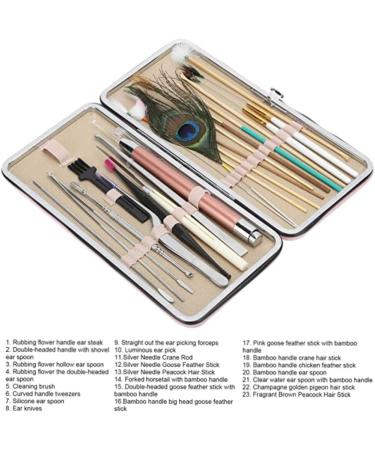 23-Piece Ear Cleaning Tool Set for Men and Women - Spiral Ear Pick, Double-Ended Ear Scoop, Cherry Powder Earwax Removal Kit - Ear Care Supplies - Buy Online on GoSupps.com