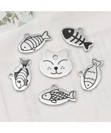 Personalized Stainless Steel Cat ID Pendant Necklace - Engraved Pet Accessories for Kittens & Cats - Unique Fish Design - Buy Online on GoSupps.com