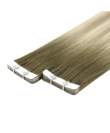 Buy Youngsee Ombre Real Hair Tape In Extensions - 35cm Virgin Smooth Real Hair - Dark Brown to Blonde - 5pcs 10g #4/7/80 - International Shipping - Buy Online on GoSupps.com