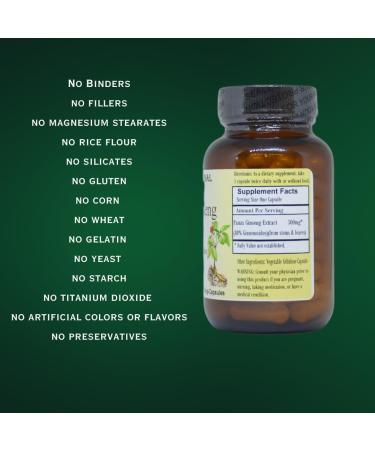 Barlowe's Herbal Elixirs Panax Ginseng | Extract | 80% Ginsenosides | 500mg Per Capsule | Stamina, Focus & Vitality Support | 60 VegiCaps | Stearate Free | Bottled in Glass - Buy Online on GoSupps.com