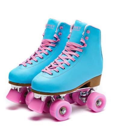 Goupsky Roller Skate Shoes for Women/Youth ,Retro 4 Wheels Quad Skates for Outdoor & Indoor Blue 9