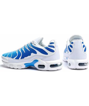 Pozvnn Men's Air Cushion Running Shoes - Lightweight Fashion Sneakers 8.5 White/Blue - Buy Online on GoSupps.com