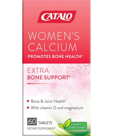 CATALO - Women's Calcium Support Strong Bone and Delay Bone Loss Promote Joint Mobility 600mg Plant Based clinically Proven Algae Calcium per Serving with Vitamin D3 60 Tablets