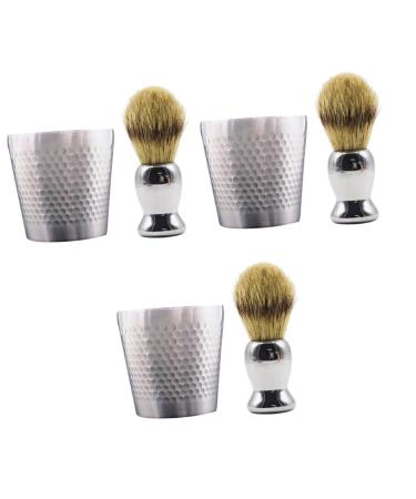 Beavorty 3 sets of Bartbrush set mustache razor set Bart Razor brush Rocking foam shell mustache whisper shaving men razor brush men beard brush container cleaning stainless steel 304 man