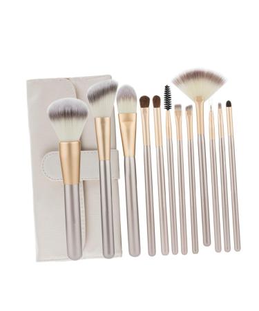 Housoutil 1 Set Set Makeup Brush Set Powder Brush Wood Handle Brush Nylon Brush Eyebrow Comb Eyebrow Brush Foundation Aluminum Tube Wooden Handle Brush Travel Major White 14.5X0.5cm White