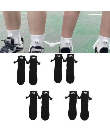 2/4 Pair Couple Holding Hands Socks Funny Magnetic Suction 3D Doll Socks Unisex Funny Couple Holding Hands Sock for Couple Cool Wedding Gifts for Couple One Size White-4pcs