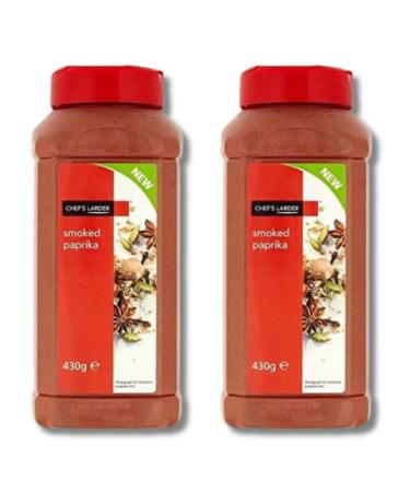 Chefs Larder Smoked Paprika 430g Double Pack - Two 430g Jars of Smoked Paprika for Rich and Flavorful Culinary Creations - Ideal for Savory Stews Grilled Meats