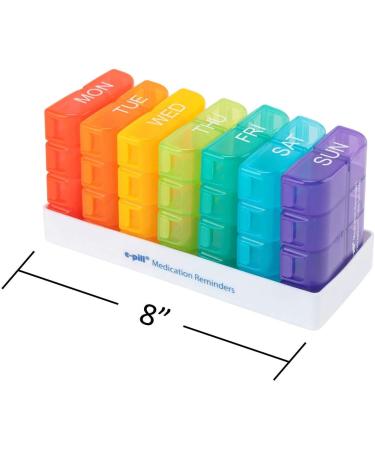 e-Pill 8 Times a Day 7-Day Weekly Pill Organizer | Multicolor Vitamin & Medicine Box for International Shipping - Buy Online on GoSupps.com