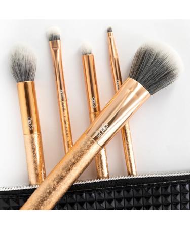 MODA Royal & Langnickel Full Size Crackle 6pc Makeup Brush Set with Pouch Includes - Multi-Purpose Powder Contour Eye Shader Smoky Eye and Angle Liner Rose Gold - Buy Online on GoSupps.com