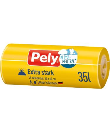 Pely Pull Tape Garbage Bags | Extra Strong Climate-Neutral - Advantage Pack (4x15) | 35L Residual Waste Disposal - Yellow - Buy Online on GoSupps.com
