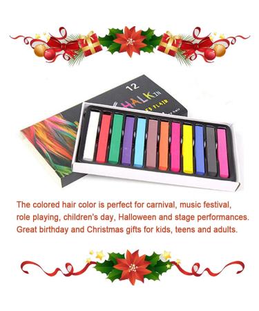 Intvn Temporary Hair Color Set for Kids & Teens - 12 Washable Non-Toxic Hair Chalks | Vibrant Hair Coloring for Fun Styles - Buy Online on GoSupps.com