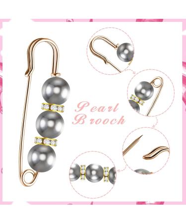 18 Piece Pearl Brooch Pins Set - Faux Rhinestone Decorative Collar Safety Pins for Women's Clothing - Elegant Style - Buy Online on GoSupps.com