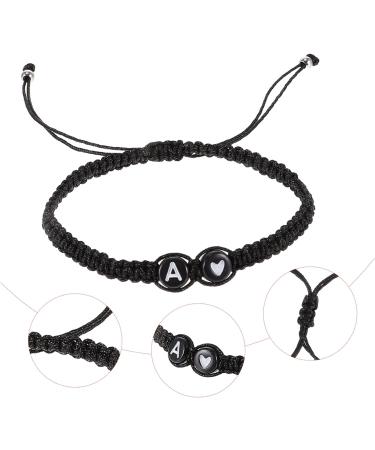 VALICLUD 4pcs Black and White Heart Bracelet Black Rope Bracelet Matching Unisex Beads Heart Bracelet Mens Cuff Bracelet Rope Bracelets Men and Women To Weave The Letter Is Acrylic Gift 6X6X0.5CM Black A - Buy Online on GoSupps.com
