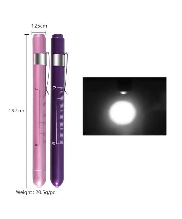 Almocn 2-Piece Pen Lamp Set - LED Nurse Pencil Lamp with Pupil Teaching Ruler in Rose Gold & Violet - Reusable Medical Light - Buy Online on GoSupps.com