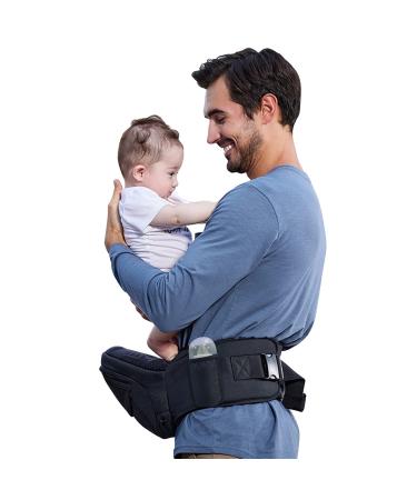 Baby Carrier with Hip Seat, Toddler Hip Carrier for Child Infant with Advanced Adjustable Waistband &Various Pockets,Ergonomic Carrier for Newborn to Toddlers All-Seasons(Black)