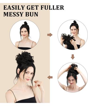 RPAEOY Messy Hair Bun Extensions Curly Wavy Hair Scrunchies for Women Girls Human Hair Donut Updo Ponytail Hair Extensions Hair Donut Hair Chignons Hair Accessories (Black) - Buy Online on GoSupps.com