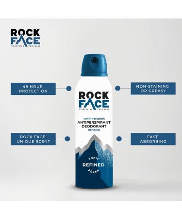 Rock Face Refined Antiperspirant Deodorant Multipack of 6 200ml | Sandalwood & Cedar Scent | Fast Absorbing | Non-Staining | 48 Hour Protection (Packing May Vary) Refined 1 count (Pack of 6) - Buy Online on GoSupps.com