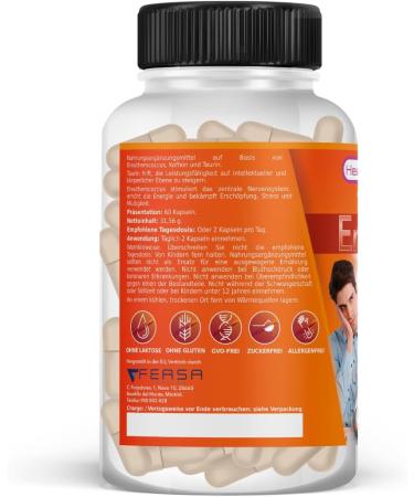 Healthy Fusion Goodbye Fatigue | Natural Energy & Anti-Tired Formula | Eleutherococcus Taurine & Caffeine | Boost Muscle Performance | 60 Capsules - Buy Online on GoSupps.com