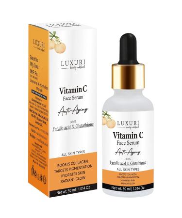 LUXURI Hyaluronic 3-In-1 Face Serum Serum for Anti Aging Night Face Serum With Hyaluronic & Glutathione Vitamin C- 30Ml Small