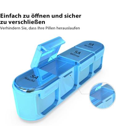 Weekly Pill Box - 7 Day Medication Organizer with 4 Compartments | Large Cyan Tablet Box for Evening & Night Use - Buy Online on GoSupps.com