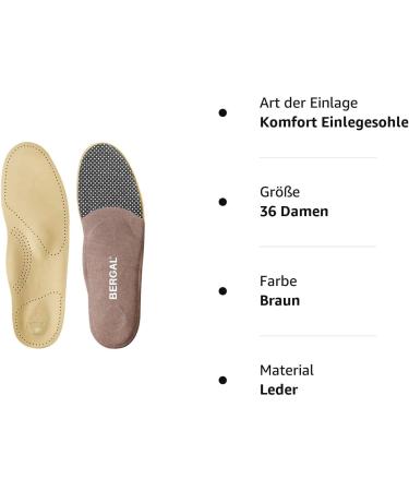Bergal Ortho Comfort Orthopedic Insoles for Women - Genuine Leather Size 36 Brown - International Shipping Available - Buy Online on GoSupps.com