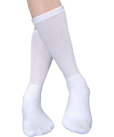 Men Diabetic Socks Extra Wide Non Binding Cushioned Moisture Wicking Crew 3 Pairs - White - Buy Online on GoSupps.com