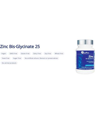 CanPrev Zinc Bis-Glycinate 25mg 60 Capsules 60-Day Supply - High Absorption Zinc Glycinate Supplement - Elemental Zinc Supports Immune Function & Skin Vitality Easy-on-the-Stomach - Zinc Supplement - Vegan Friendly - Buy Online on GoSupps.com