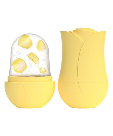 Bexdug Ice Face Roller Skin Care Ice Roller Ice Roller for Face and Eye Facial Beauty Ice Roller Skin Care Tools Ice Facial Cube Silicone Ice Mold Yellow