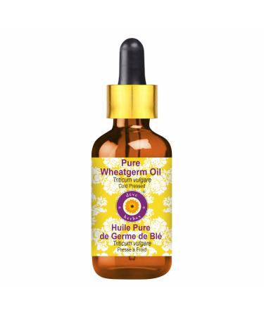 d ve herbes Wheatgerm Oil (Triticum vulgare) with Glass Dropper | Cold Pressed | Pure | Natural | For Diluting Essential oils | For Skin & Massage | Non-Sticky| Lightweight| Unisex | 50ml (1.69 oz)