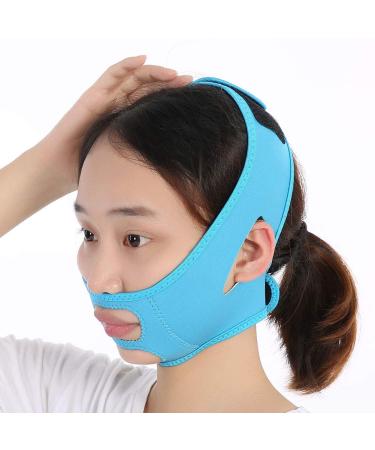 Face Lifting slimming belt for women double chin reducer V-line chin chin chin cheek lift up thin mask band anti-fold bandage removed sagging skin tightening (blue)