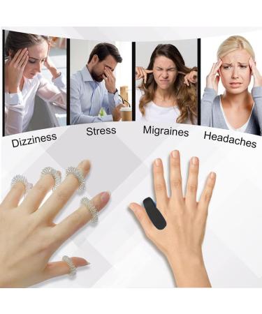 KSK EHW Acupressure Rings Set - 6 Anti-Stress Finger Massage Rings for Stress Reduction (Silver & Black) - Buy Online on GoSupps.com