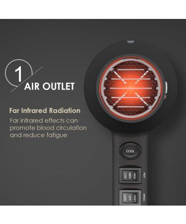 JINRI Hair Dryer Infrared Sterilization Professional Salon Ionic 1875W Sterilization Hair Dryer With Diffuser & Concentrator Attachments for Curly Hair Black - Buy Online on GoSupps.com
