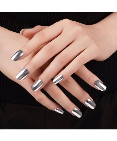  NOOVES NOOVES - 20 Sheets Nail Gel Sheets - Silver Sheen | Silver Sheen | 20 Pcs Premium Semi-Cured Gel Nails Gel Nail Stickers Includes 1 Nail File - Buy Online on GoSupps.com