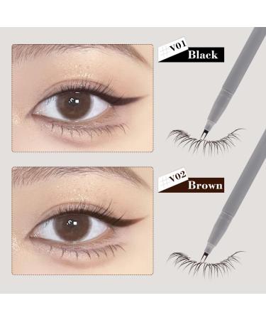 Waterproof Liquid Eyeliner Dual Tip Eyelash Pencil Quick Dry Eye Pencil Waterproof Smudge-proof Two-prong Bottom Eyelash Pen for Women - Buy Online on GoSupps.com