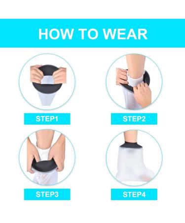 Waterproof Shower Foot Cast Cover - Adult Ankle Leg Bandage Protector for Broken Toe, Wound, Burns - Watertight Boot Bag - 33cm - Buy Online on GoSupps.com