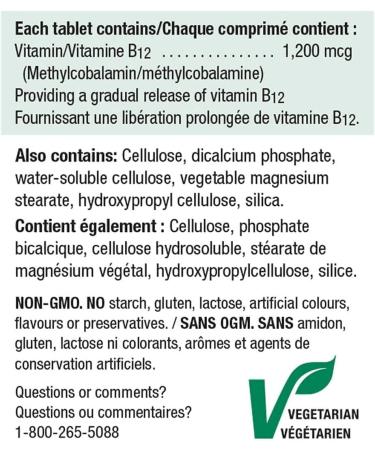 Jamieson Vitamin B12 1200mcg Timed Release 200 Tablets - Buy Online on GoSupps.com