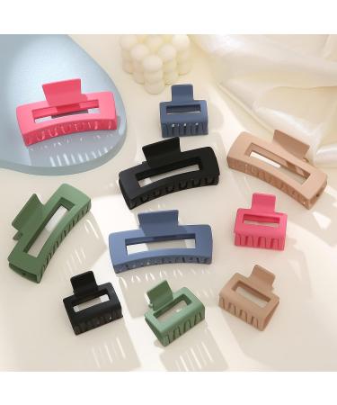 10 Pack Morandi Hair Claw Clips for Women - Large & Small Rectangle Matte Hair Claws - Stylish Hair Styling Accessories for Thick/Thin Hair - Buy Online on GoSupps.com
